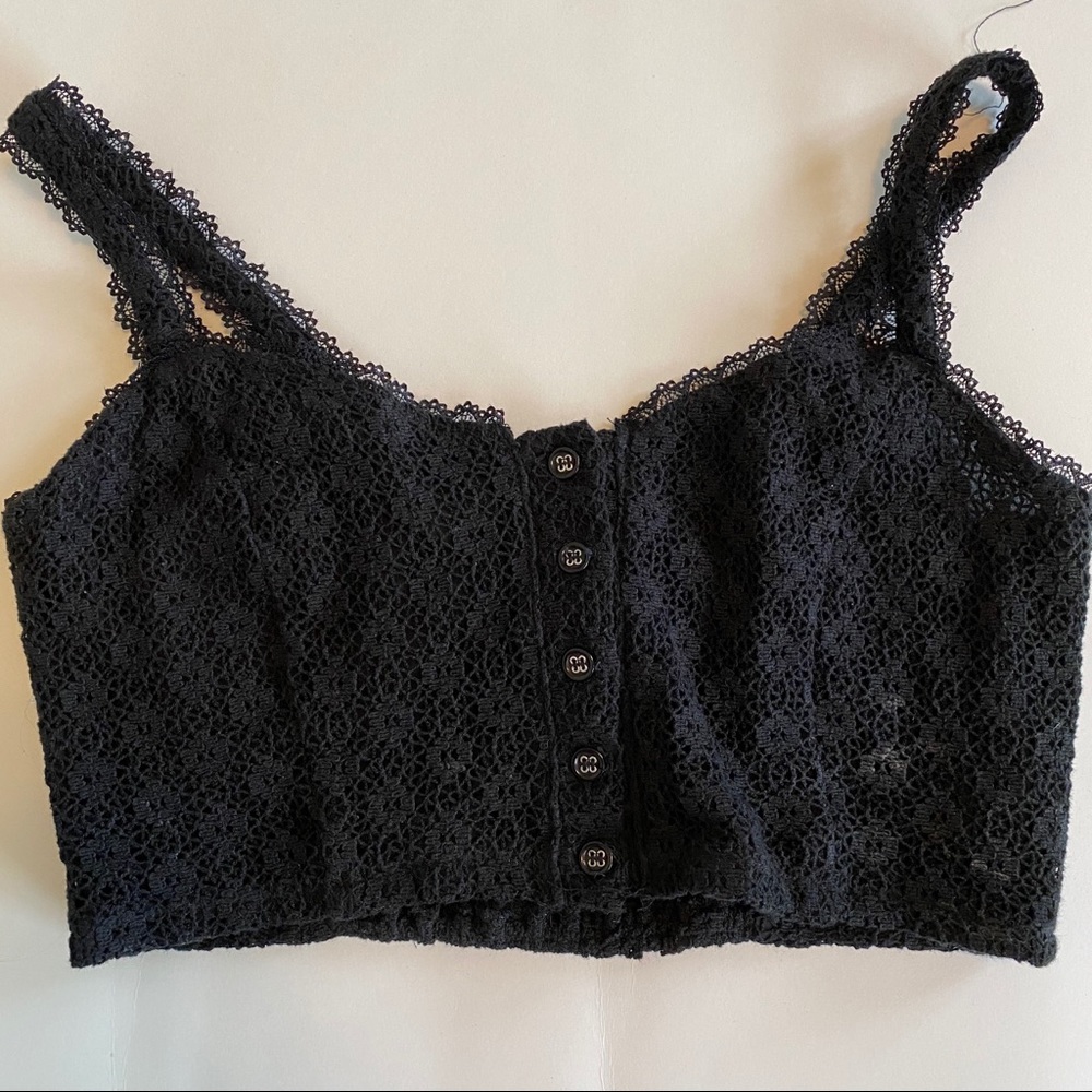 black lace crop top